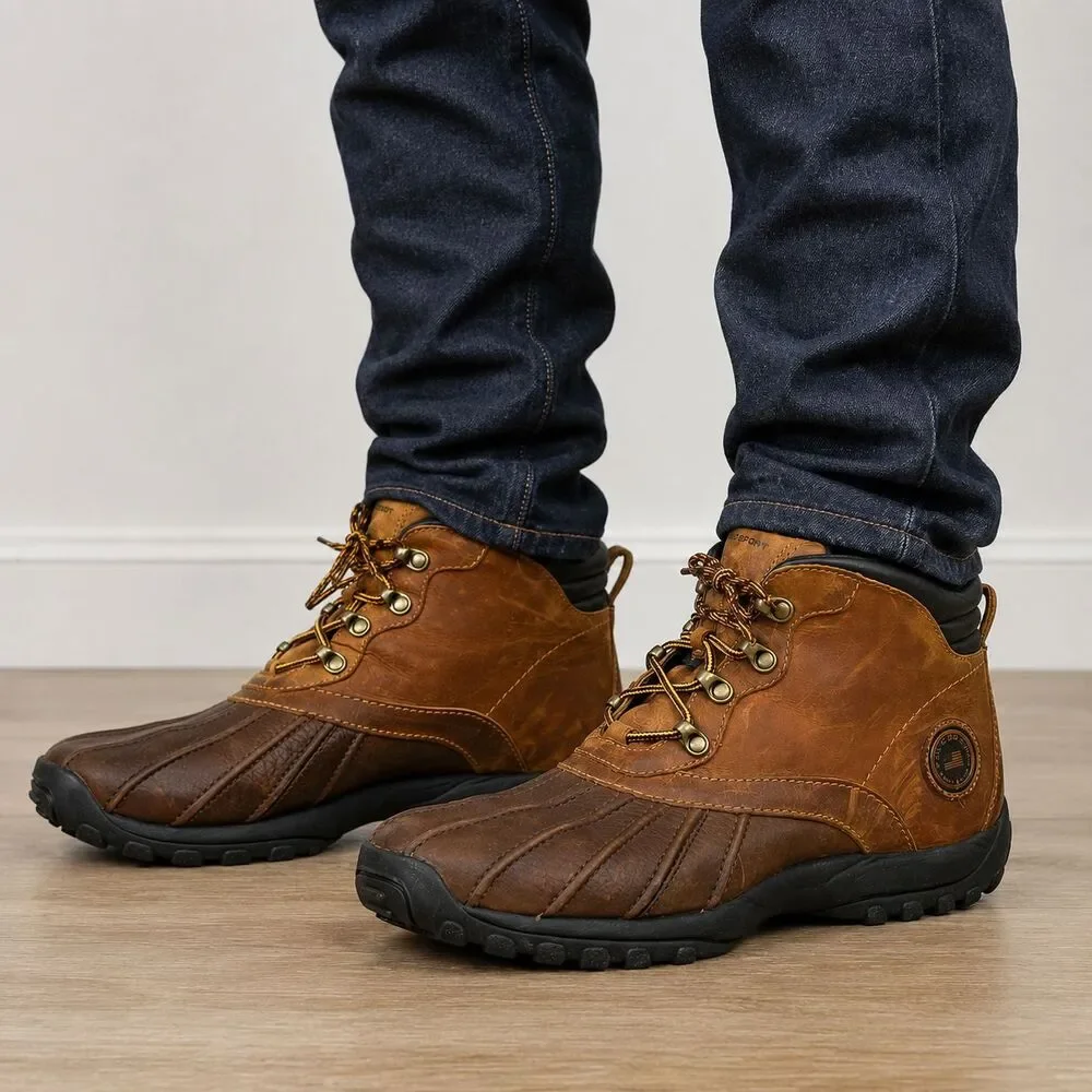 Polo Sport Ralph Lauren Dover II Leather Duck Boots Waterproof Brown Men's 12